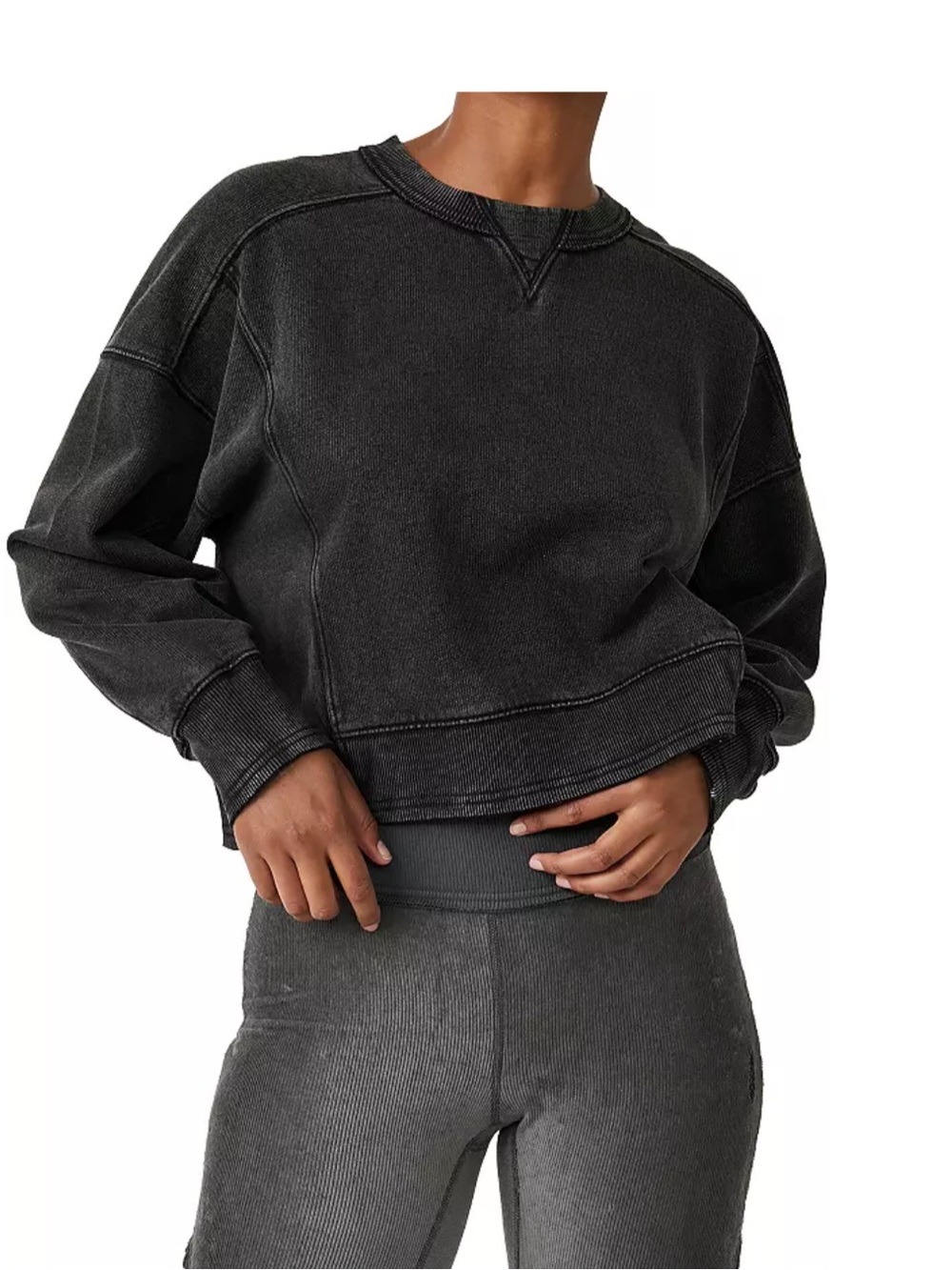 FP Movement Intercept Pullover Black Washed Sweatshirt XS